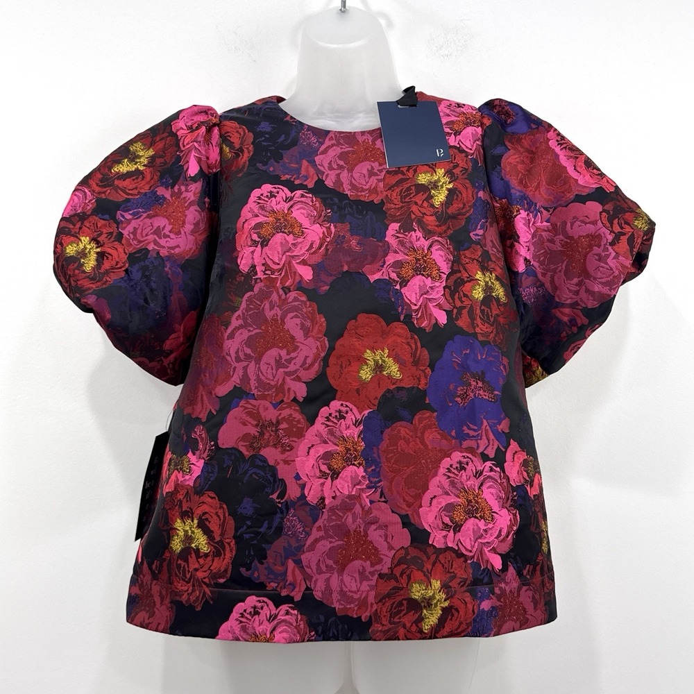 Pomander Place Lyla Blouse S NWT Bloomcore Camellia Jacquard Preppy Elegant